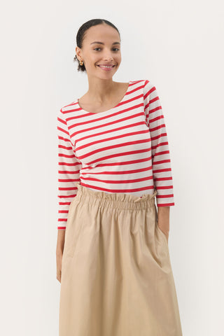 Part Two Striped Top Red White Emel