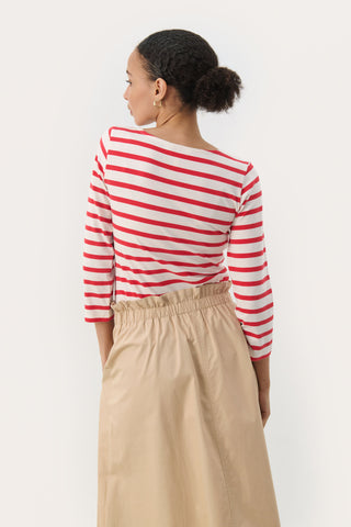 Part Two Striped Top Red White Emel