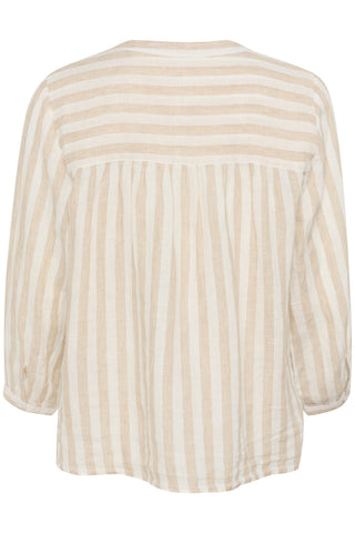 Part Two Striped Linen Blouse Beige White Persilles