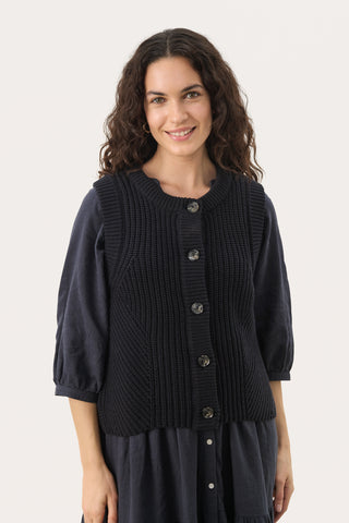 Part Two Knitted Waistcoat Navy Blue Noemie