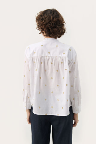 Part Two Embroidered Blouse White Gold Natale