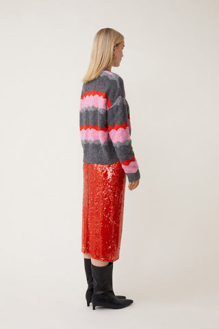 Suncoo Wave Stripe Jumper Grey Pink Red Panayo