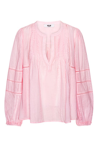 Moliin Pleated Cotton Blouse Pink Kayla