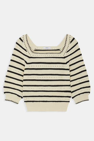 Suncoo Striped Cotton Jumper Cream Patrici