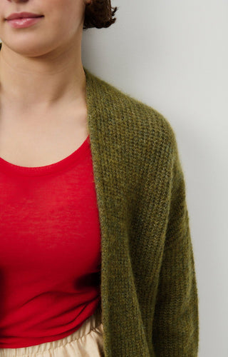 American Vintage Cardigan in Green Melange East - MMJs Fashion