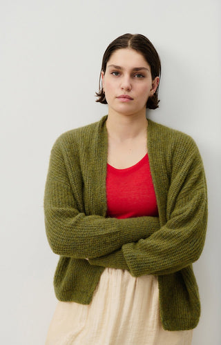 American Vintage Cardigan in Green Melange East - MMJs Fashion