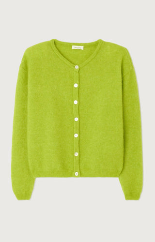 American Vintage Cardigan in Lime Green Vitow - MMJs Fashion