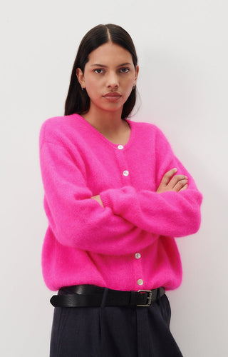 American Vintage Cardigan in Neon Pink Vitow - MMJs Fashion