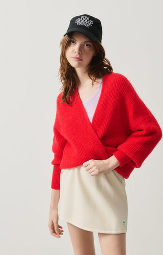 American Vintage Cardigan in Red Melange East - MMJs Fashion