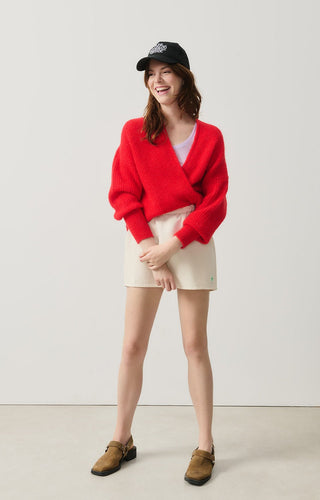 American Vintage Cardigan in Red Melange East - MMJs Fashion