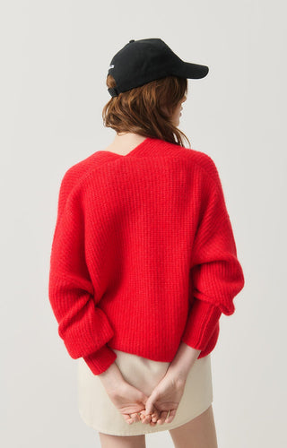 American Vintage Cardigan in Red Melange East - MMJs Fashion