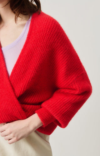 American Vintage Cardigan in Red Melange East - MMJs Fashion