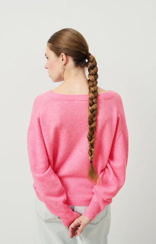 American Vintage V - Neck Jumper in Pink Raxow - MMJs Fashion