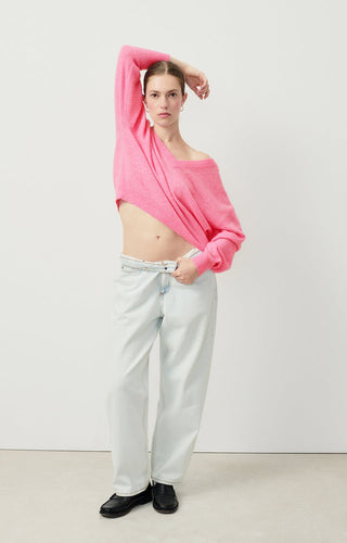 American Vintage V - Neck Jumper in Pink Raxow - MMJs Fashion