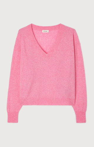 American Vintage V - Neck Jumper in Pink Raxow - MMJs Fashion