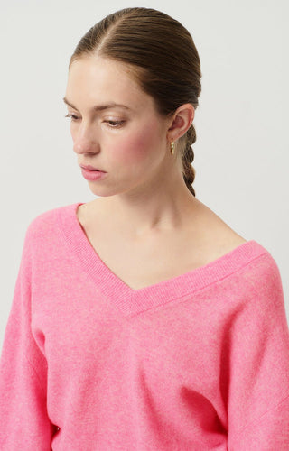 American Vintage V - Neck Jumper in Pink Raxow - MMJs Fashion