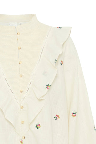 Atelier Rêve Cotton Floral Frill Blouse Ivory Olivia - MMJs Fashion