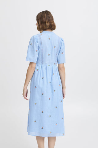 Atelier Rêve Cotton Floral Midi Dress Blue Olivia - MMJs Fashion