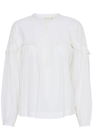 Atelier Rêve Cotton Frill Blouse White Lauren - MMJs Fashion