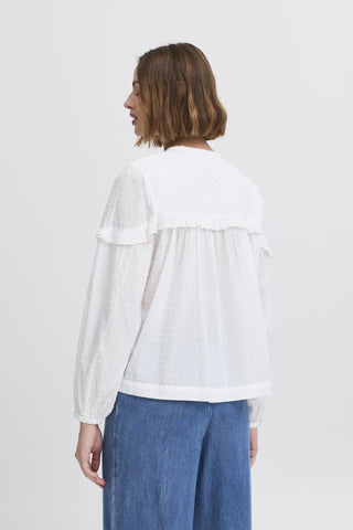 Atelier Rêve Cotton Frill Blouse White Lauren - MMJs Fashion