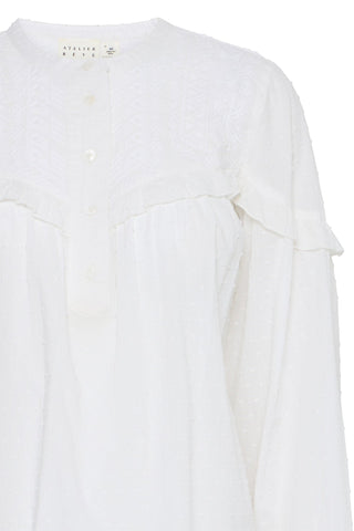 Atelier Rêve Cotton Frill Blouse White Lauren - MMJs Fashion