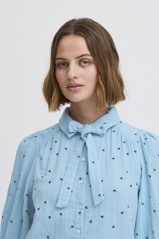 Atelier Rêve Heart Embroidery Blouse Blue Camilo - MMJs Fashion