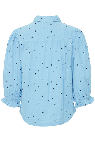 Atelier Rêve Heart Embroidery Blouse Blue Camilo - MMJs Fashion