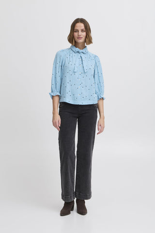 Atelier Rêve Heart Embroidery Blouse Blue Camilo - MMJs Fashion