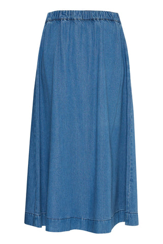 Atelier Rêve Midi Skirt Medium Blue Denim Risle - MMJs Fashion