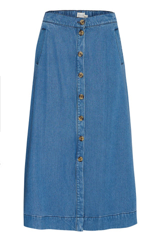 Atelier Rêve Midi Skirt Medium Blue Denim Risle - MMJs Fashion