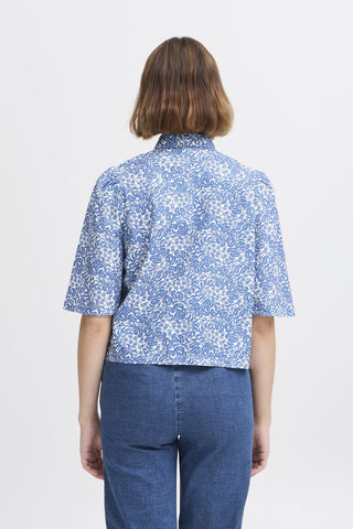 Atelier Rêve Paisley Print Cotton Blouse Blue Noie - MMJs Fashion