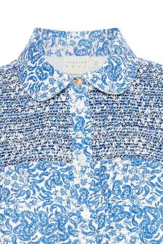 Atelier Rêve Paisley Print Cotton Blouse Blue Noie - MMJs Fashion