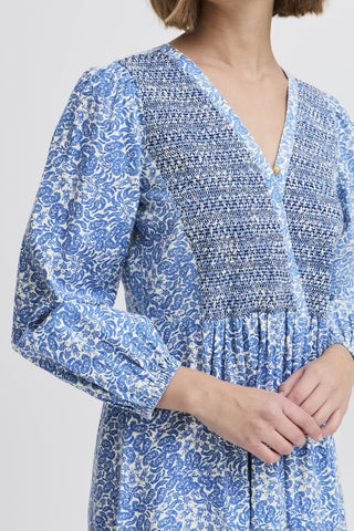 Atelier Rêve Paisley Print Cotton Dress Blue Noie - MMJs Fashion