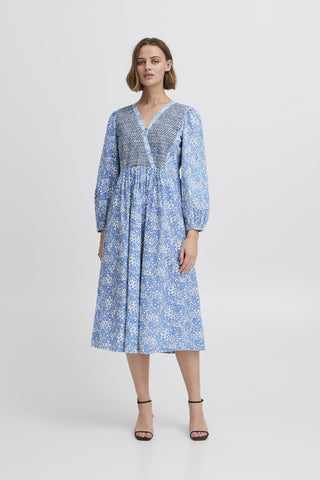 Atelier Rêve Paisley Print Cotton Dress Blue Noie - MMJs Fashion