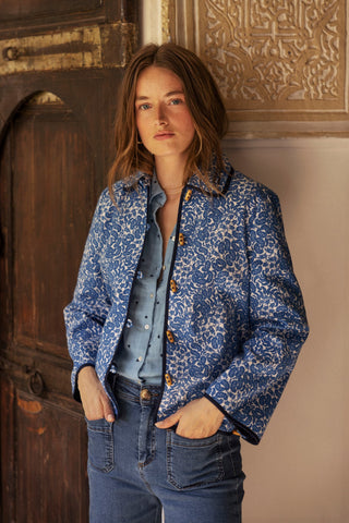 Atelier Rêve Paisley Print Cotton Jacket Blue Vienna - MMJs Fashion