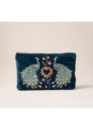 Elizabeth Scarlett Peacock Floral Everyday Pouch Ink Blue - MMJs Fashion