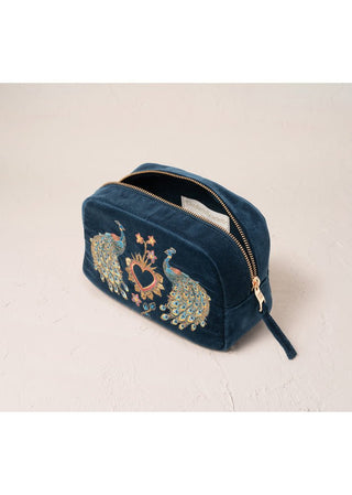 Elizabeth Scarlett Peacock Floral Makeup Bag Ink Blue - MMJs Fashion