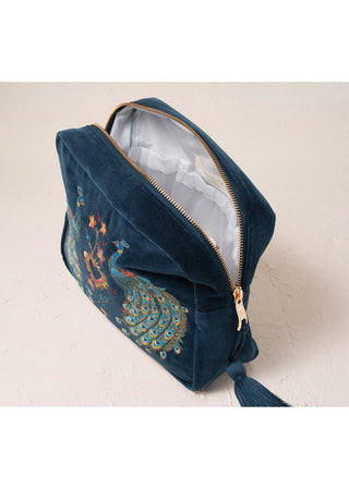 Elizabeth Scarlett Peacock Floral Wash Bag Ink Blue - MMJs Fashion