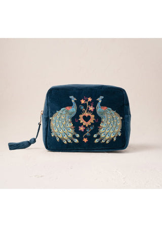 Elizabeth Scarlett Peacock Floral Wash Bag Ink Blue - MMJs Fashion