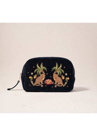 Elizabeth Scarlett Tropical Jaguar Makeup Bag Charcoal - MMJs Fashion