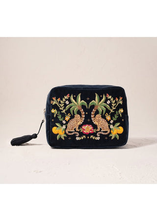 Elizabeth Scarlett Tropical Jaguar Wash Bag Charcoal - MMJs Fashion