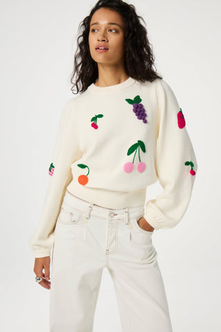 Fabienne Chapot Appliqué Jumper Ivory Green Fruity - MMJs Fashion