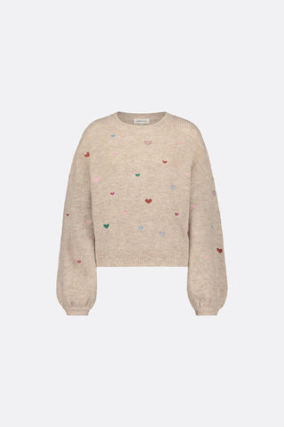 Fabienne Chapot Embroidered Heart Jumper Beige Lidia - MMJs Fashion