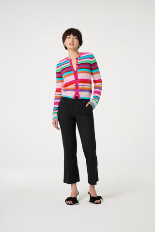 Fabienne Chapot Multi Stripe Cardigan Pink Henry - MMJs Fashion