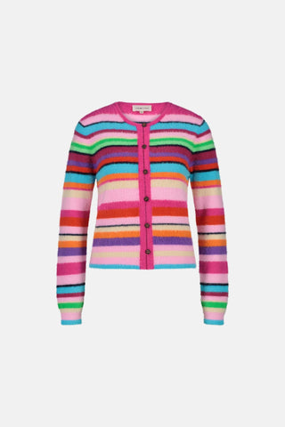 Fabienne Chapot Multi Stripe Cardigan Pink Henry - MMJs Fashion