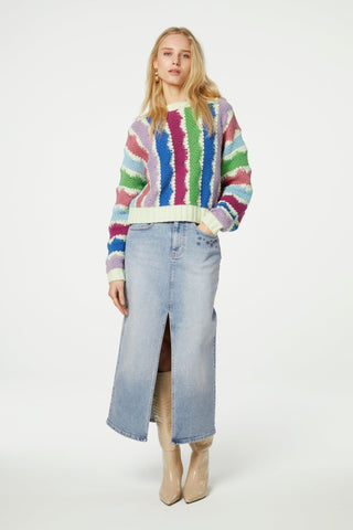 Fabienne Chapot Purple Blue Green Stripe Jumper Heath - MMJs Fashion