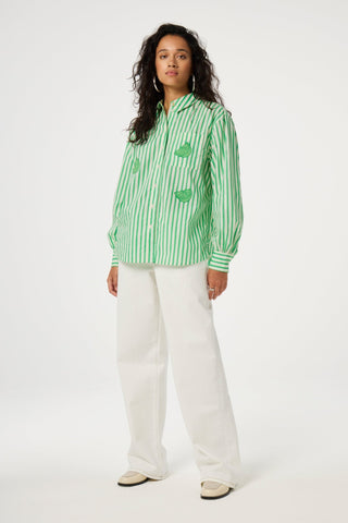 Fabienne Chapot Striped Blouse Green Ivory Alex - MMJs Fashion