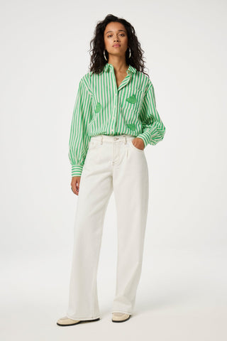 Fabienne Chapot Striped Blouse Green Ivory Alex - MMJs Fashion