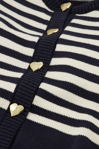 Fabienne Chapot Striped Cardigan Navy Blue White Stine - MMJs Fashion