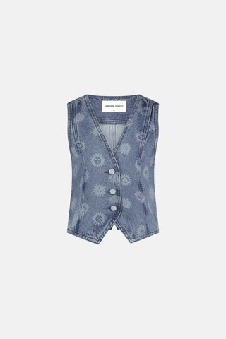 Fabienne Chapot Sun Print Denim Waistcoat Gigi - MMJs Fashion